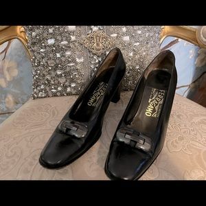 Salvatore Ferragamo black leather shoes